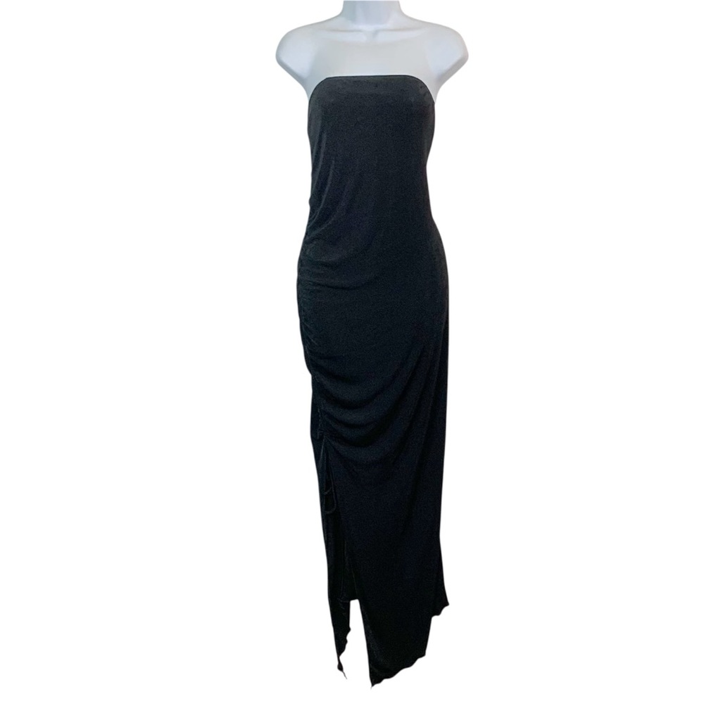 SHEIN SXY Elegant Black Strapless Side Ruched Asymmetrical Hem Tube Dress Sz 3XL